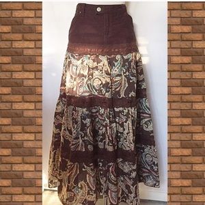 Boho, tiered maxi skirt